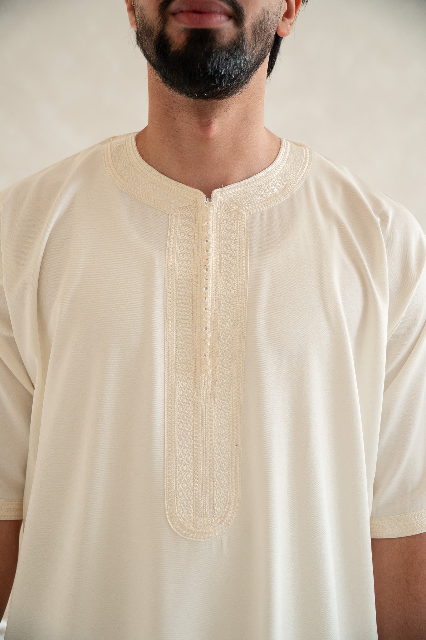 Off-White Half Sleeve Moroccan Gandoura Thobe