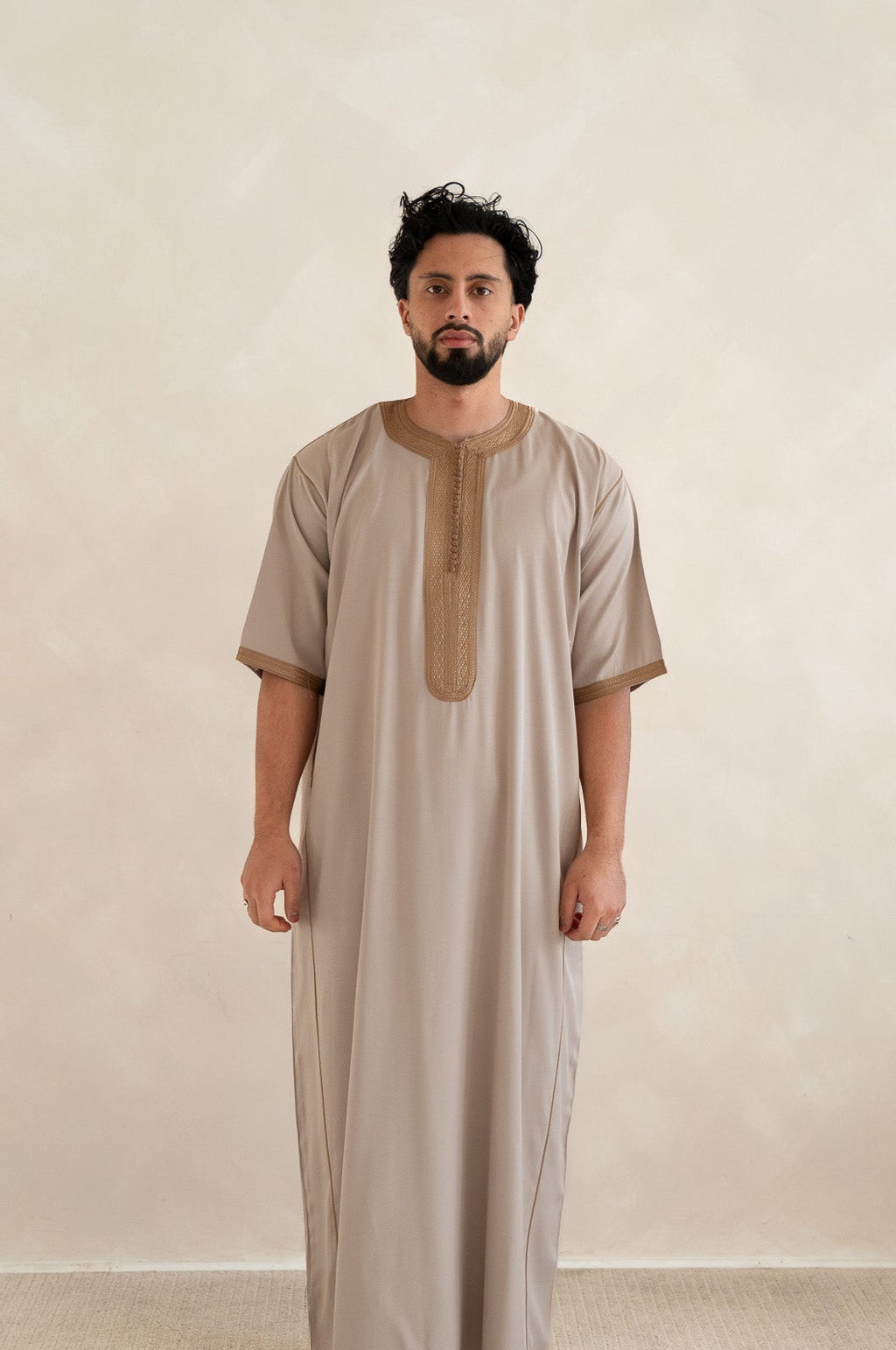 Mocha Half Sleeve Moroccan Gandoura Thobe