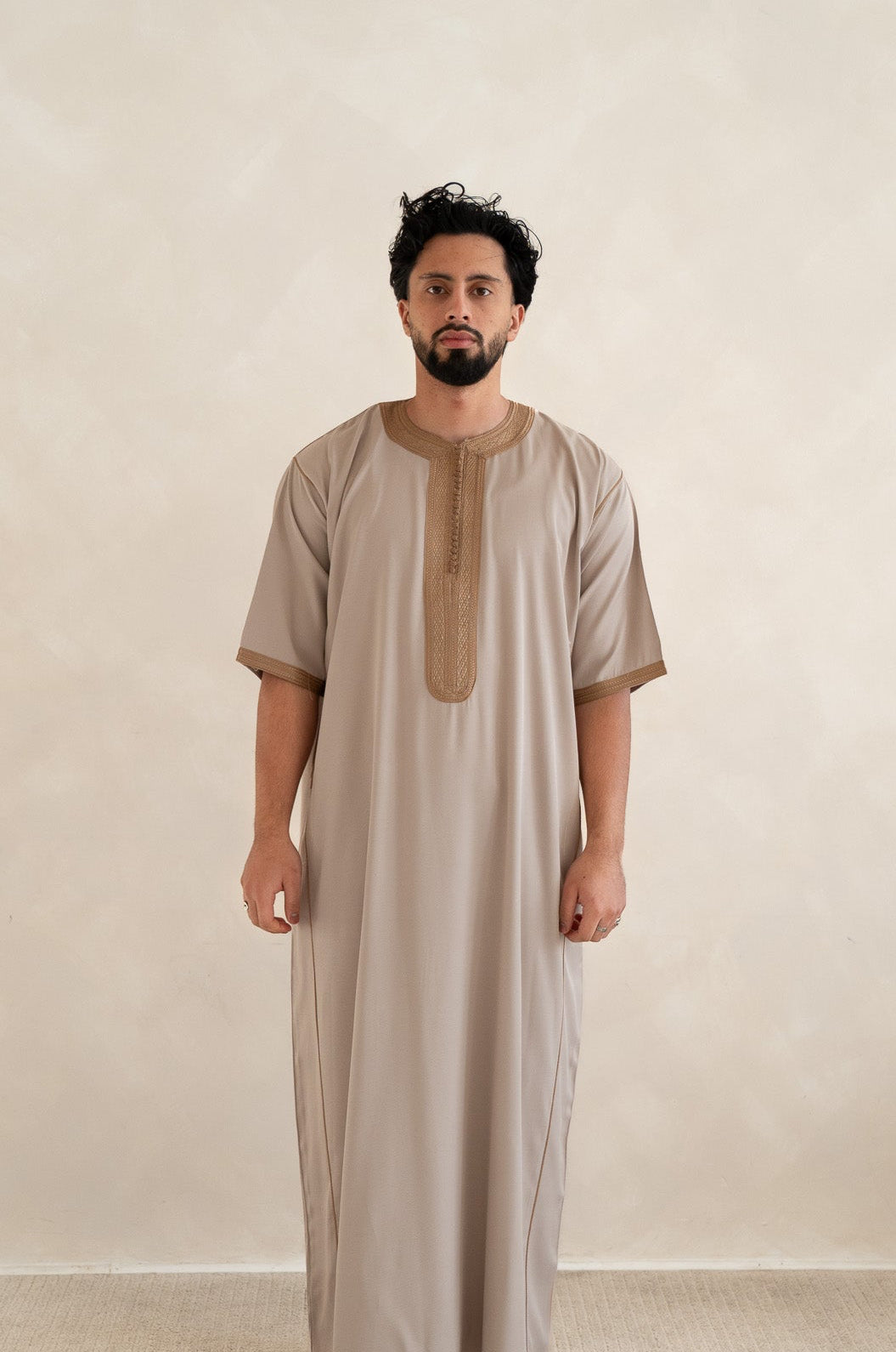 Mocha Half Sleeve Moroccan Gandoura Thobe