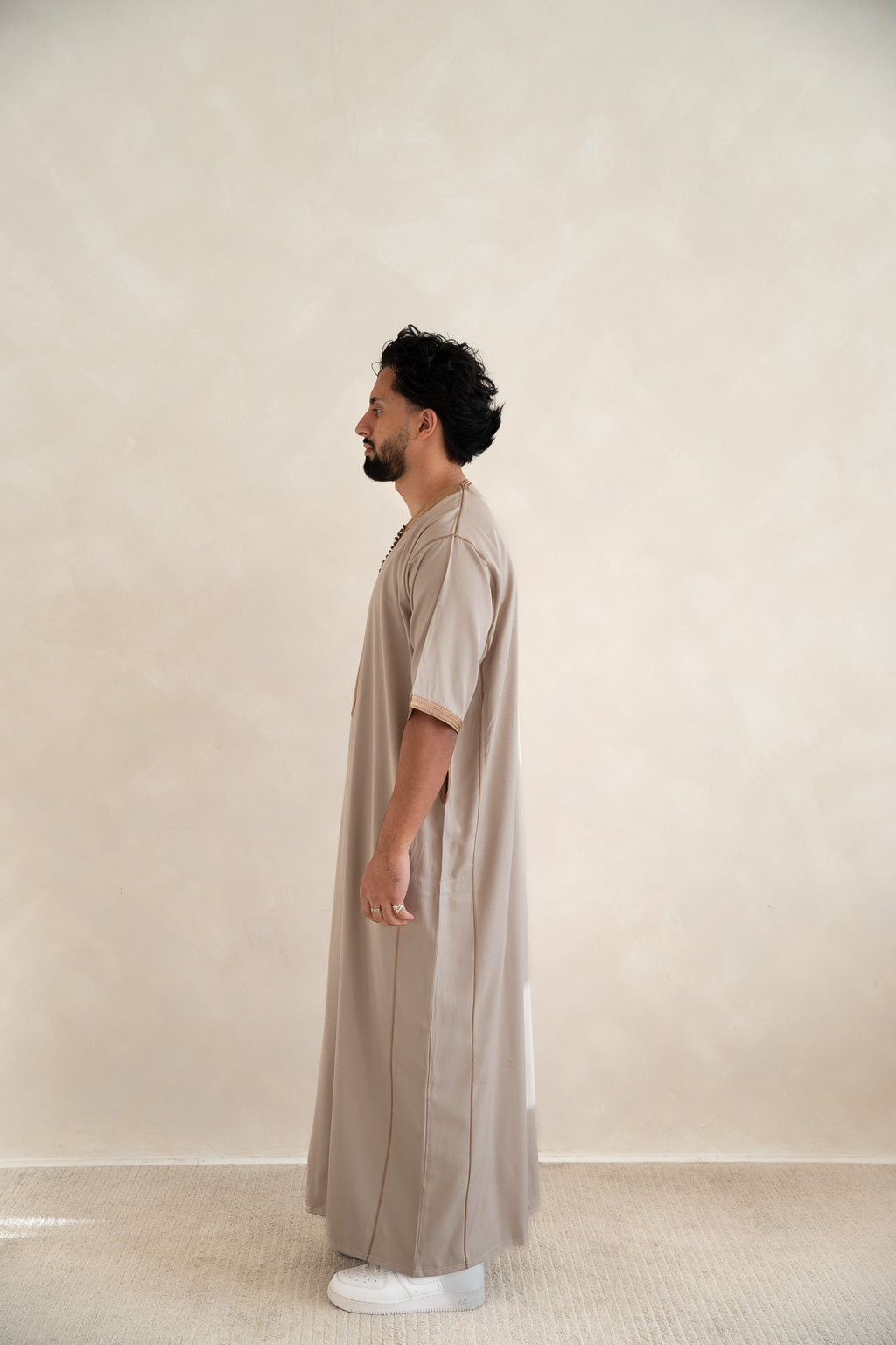 Mocha Half Sleeve Moroccan Gandoura Thobe