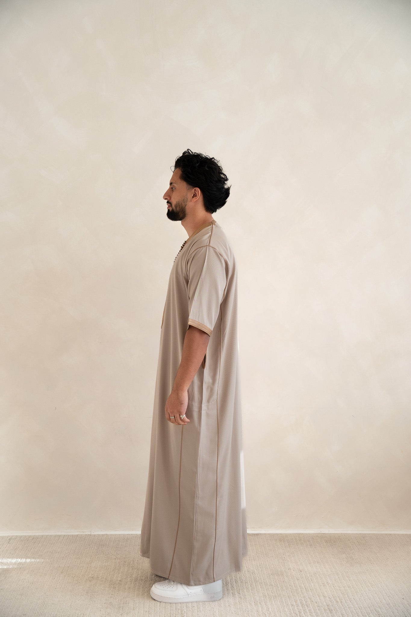 Mocha Half Sleeve Moroccan Gandoura Thobe