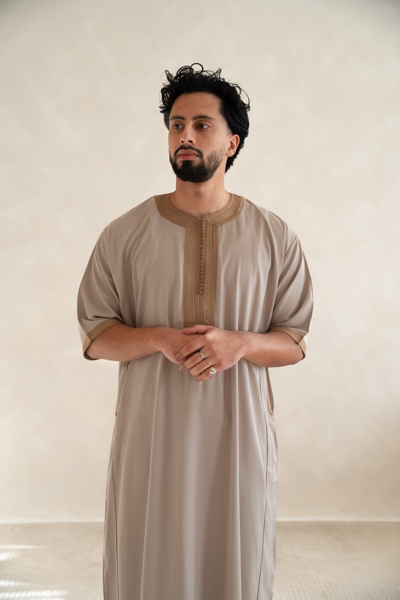 Mocha Half Sleeve Moroccan Gandoura Thobe