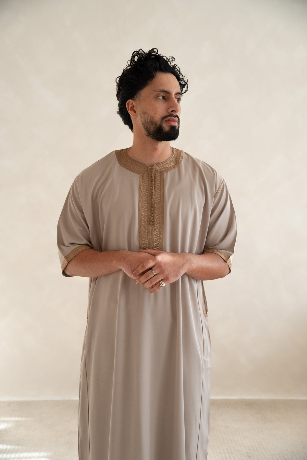 Mocha Half Sleeve Moroccan Gandoura Thobe