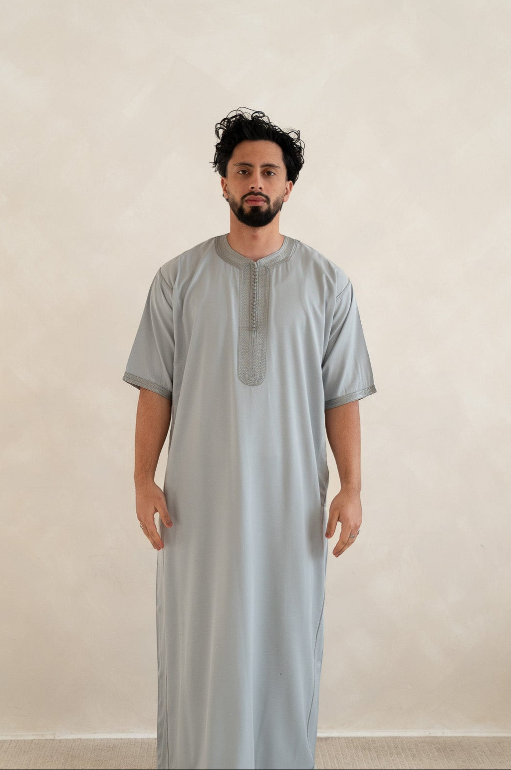 Grey Half Sleeve Moroccan Gandoura Thobe