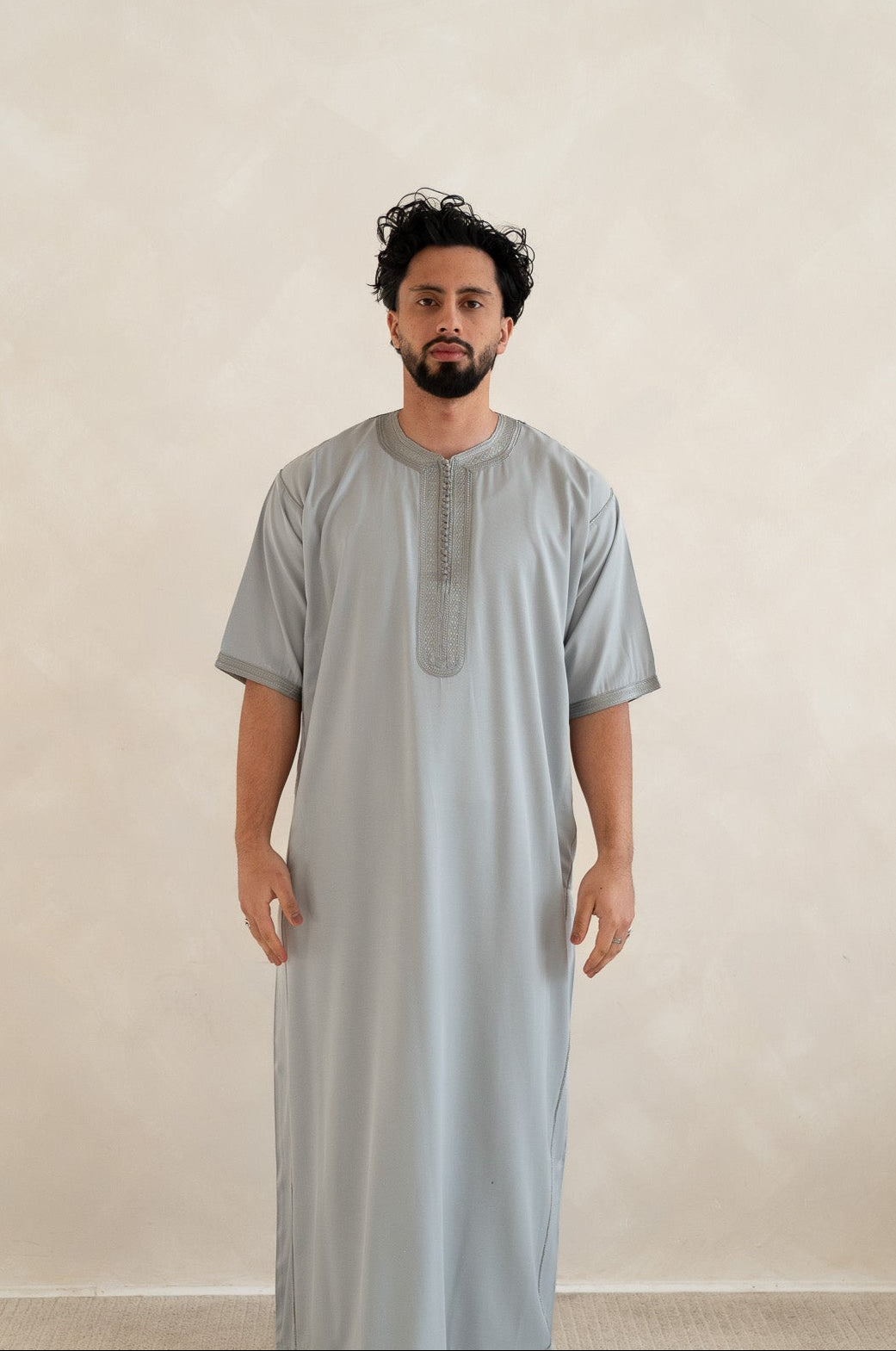 Grey Half Sleeve Moroccan Gandoura Thobe