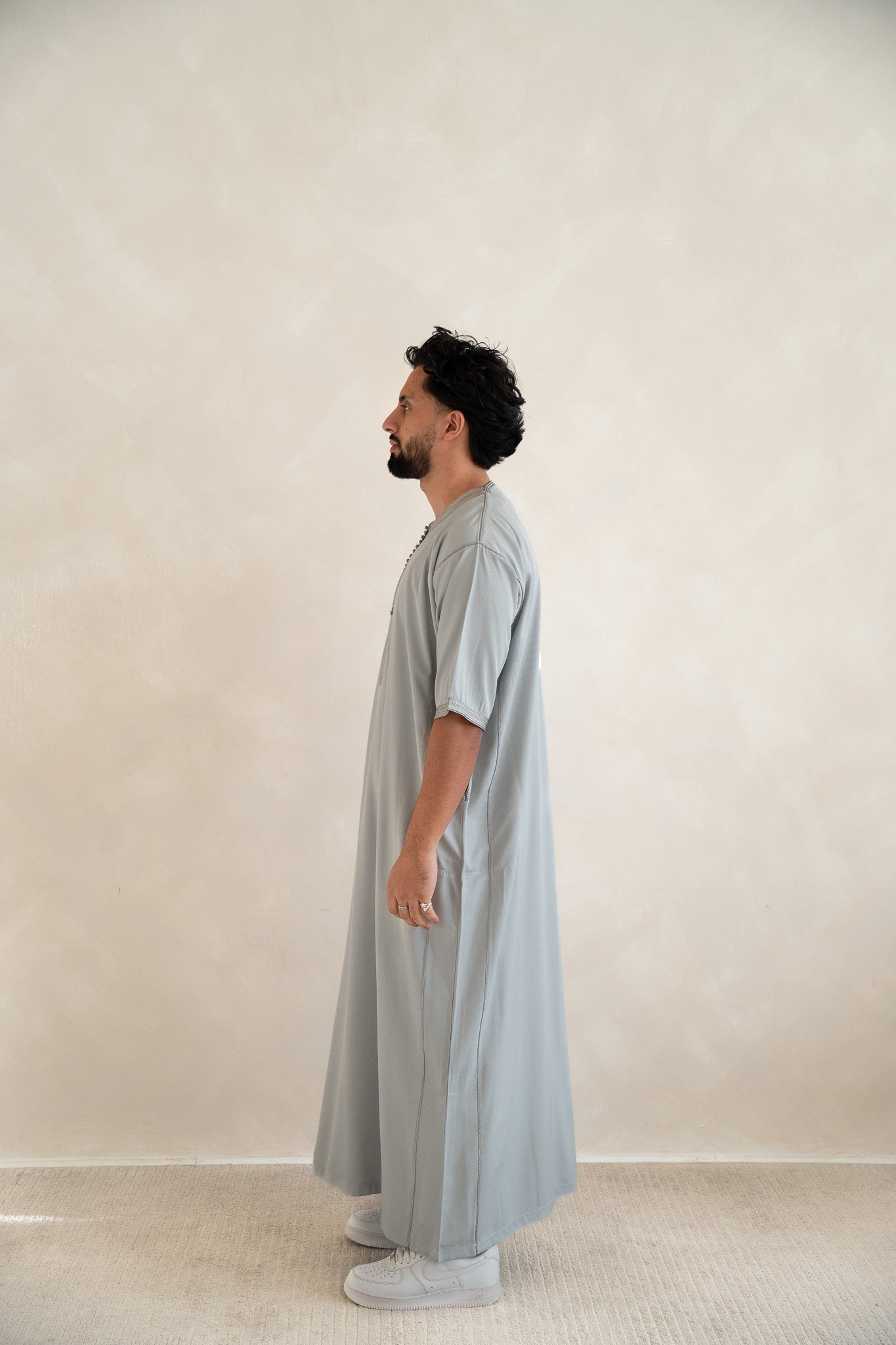 Grey Half Sleeve Moroccan Gandoura Thobe