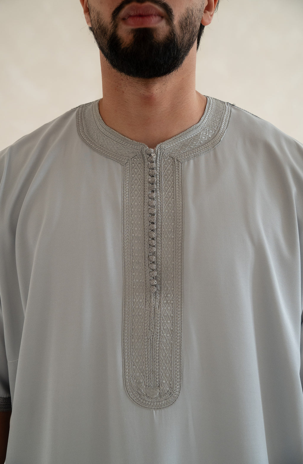 Grey Half Sleeve Moroccan Gandoura Thobe