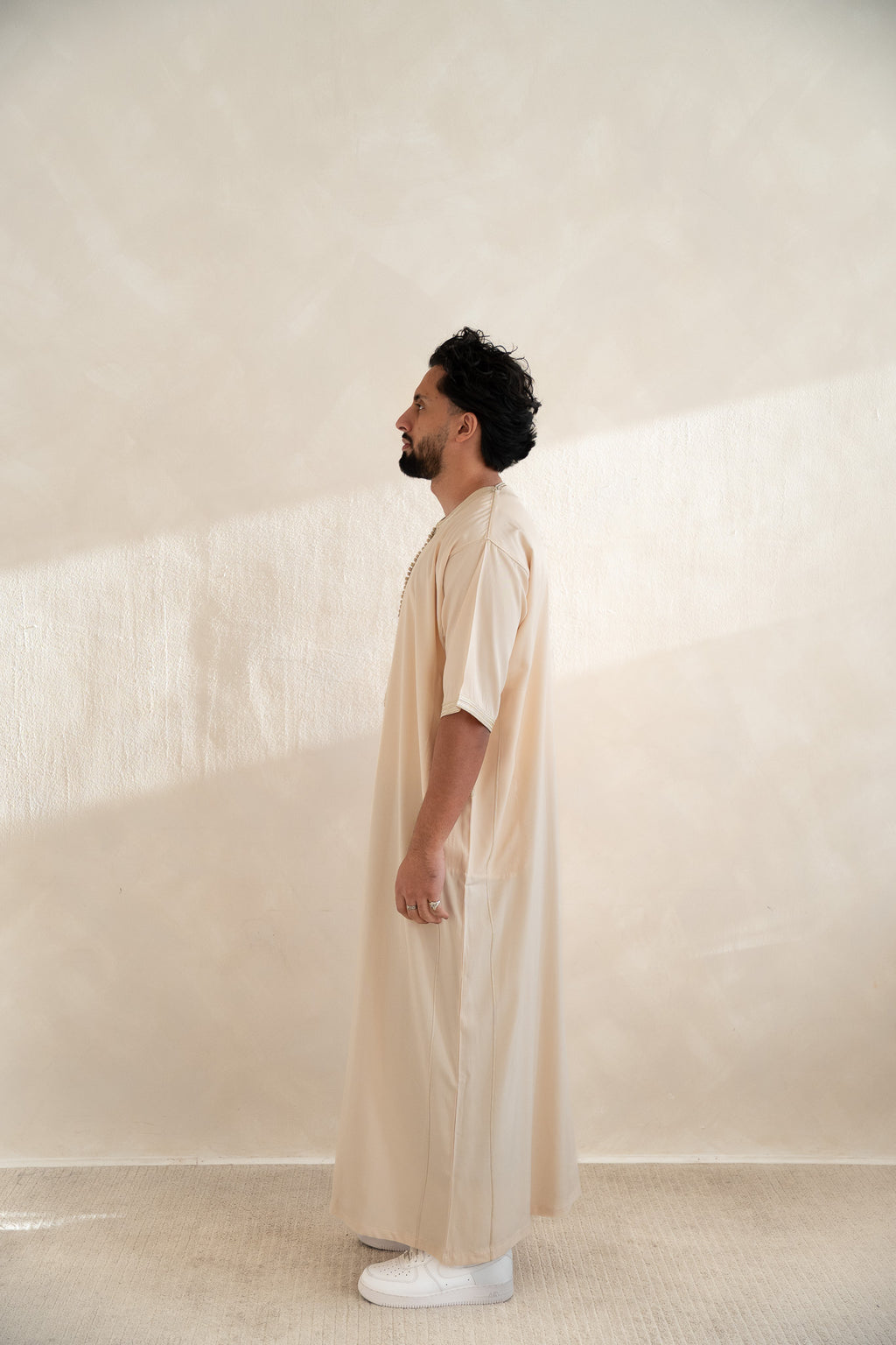 Tan Half Sleeve Moroccan Gandoura Thobe