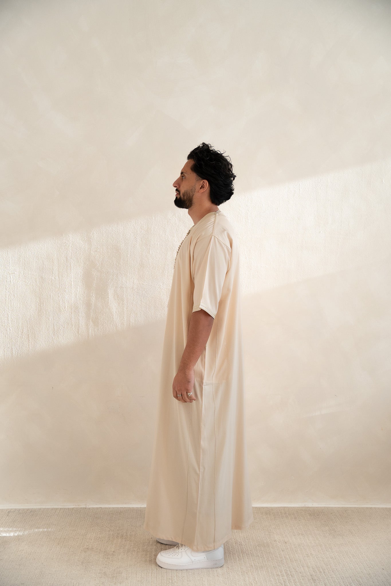 Tan Half Sleeve Moroccan Gandoura Thobe