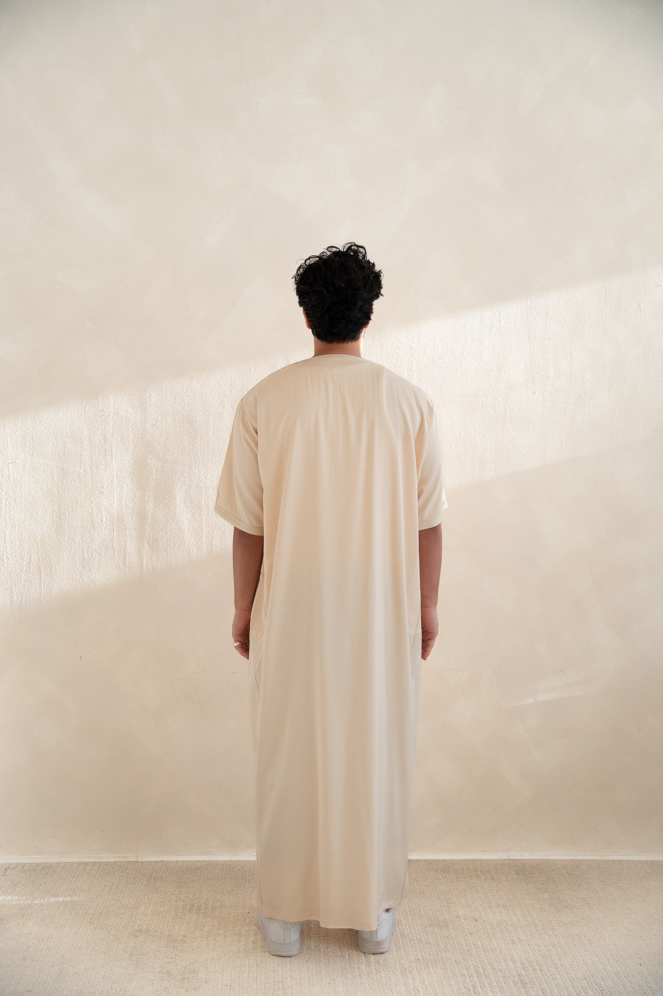 Tan Half Sleeve Moroccan Gandoura Thobe