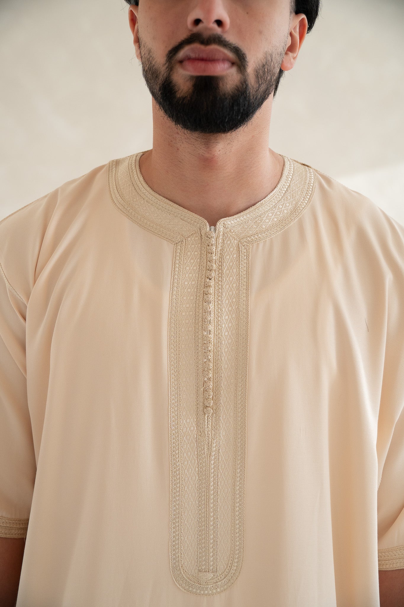 Tan Half Sleeve Moroccan Gandoura Thobe