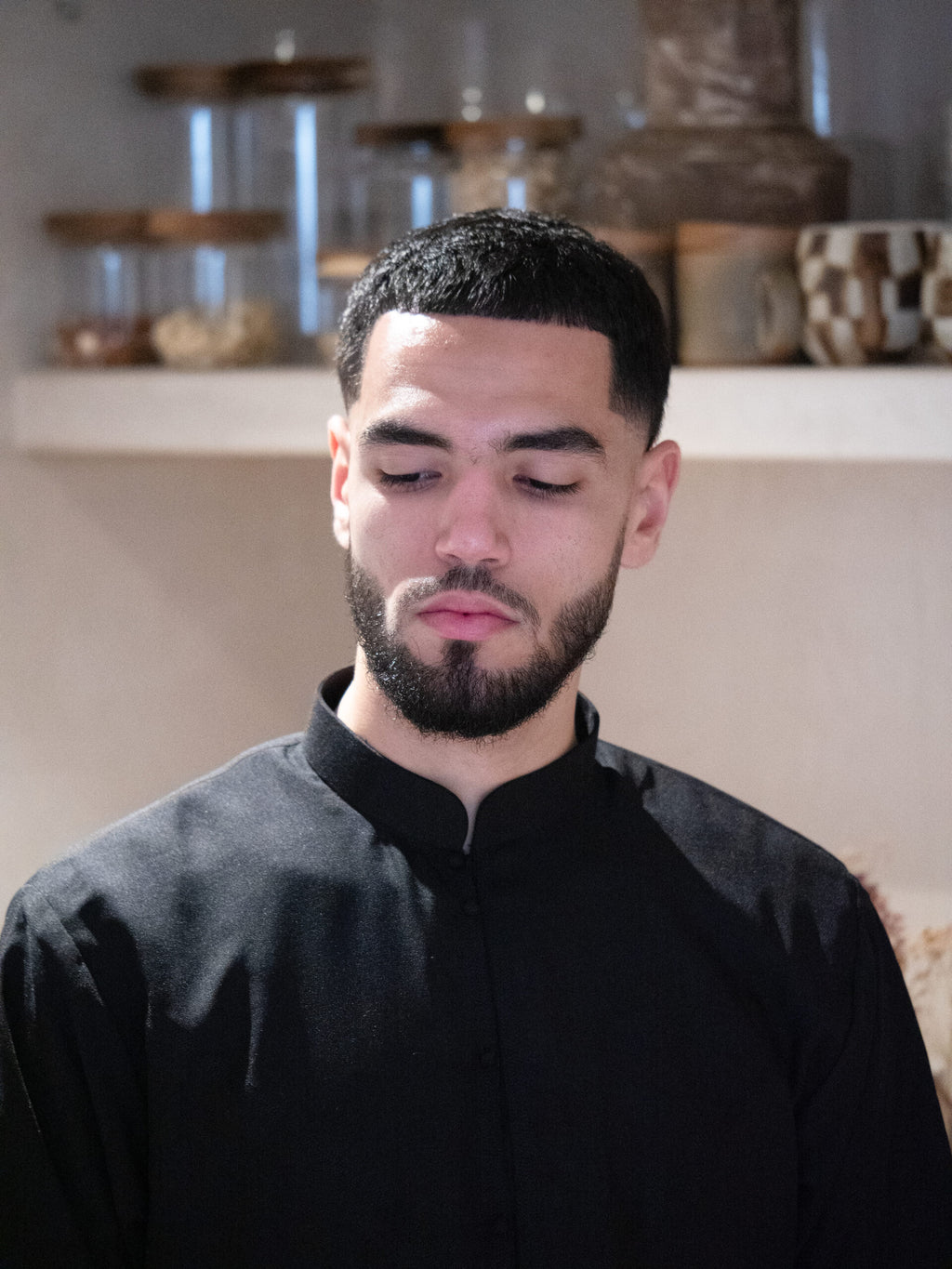 Black Bahraini Thobe, Collared Thobes