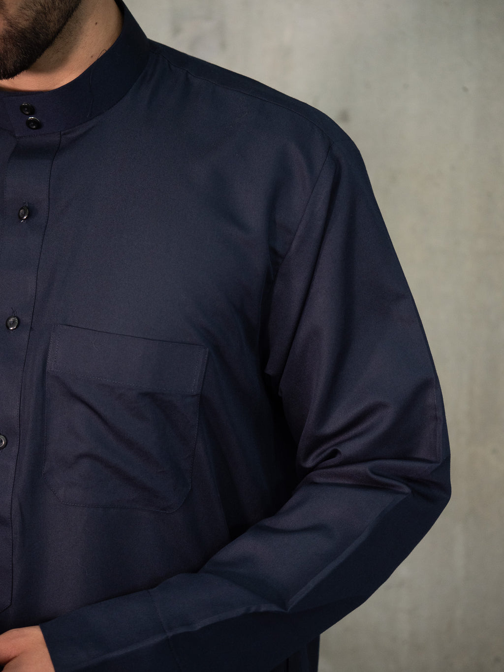 Navy Saudi Cuffed Thobes, Collared Thobes