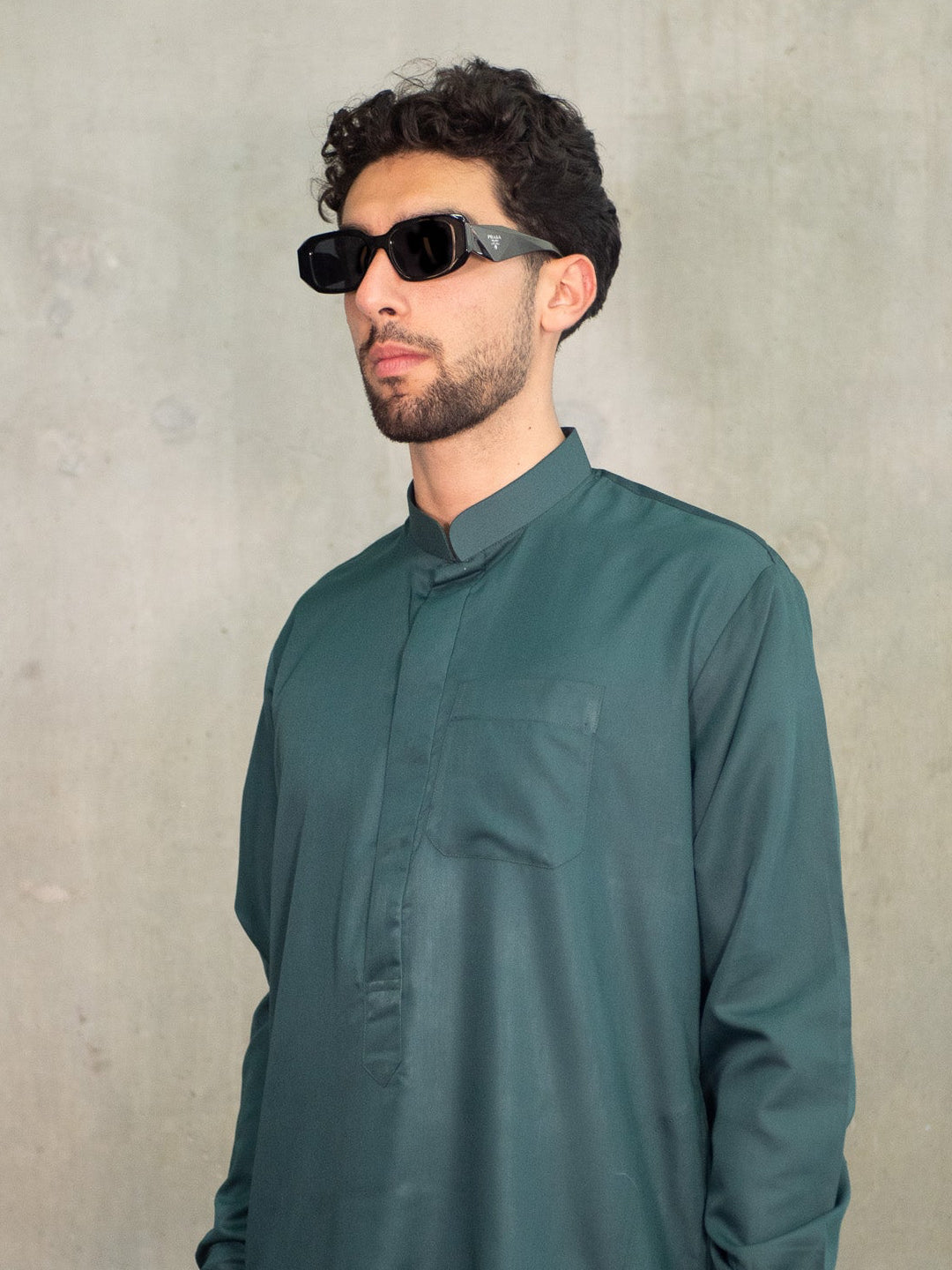 Green Cuffed Saudi Thobes, Collared Thobes