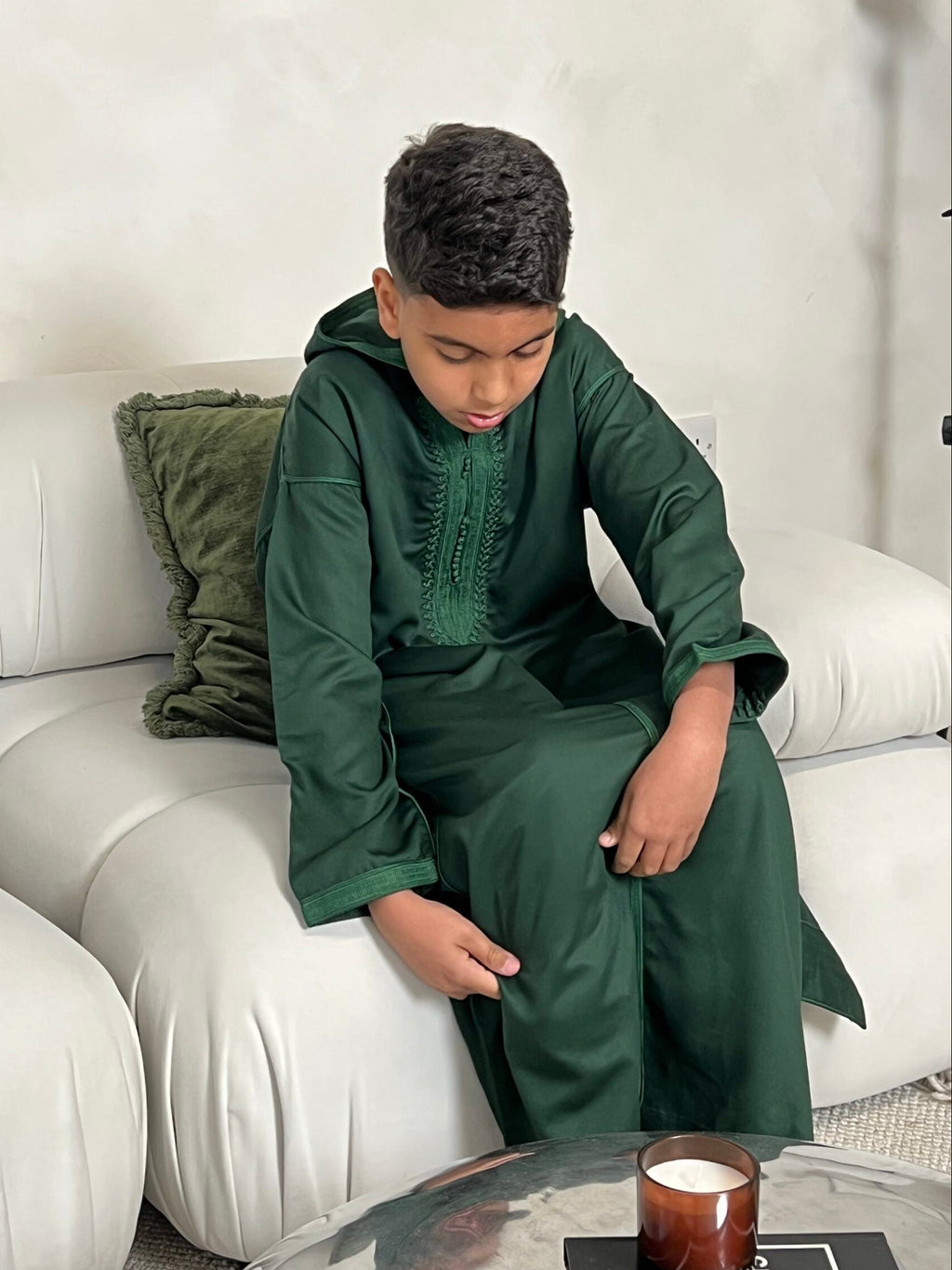 Green Hooded Kids Thobe, Djellaba Kids Range