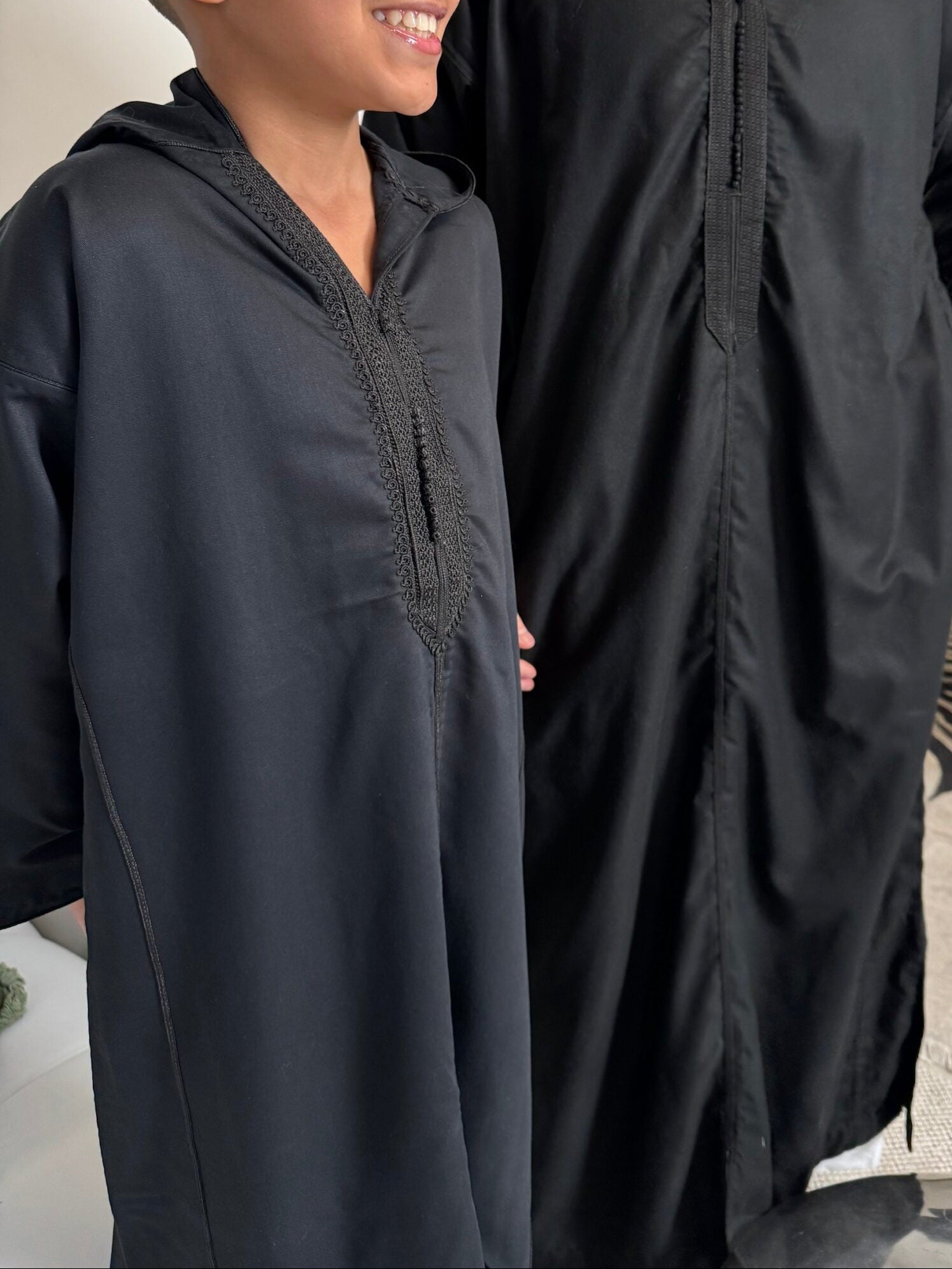 Black Hooded Kids Thobe, Djellaba Kids Range