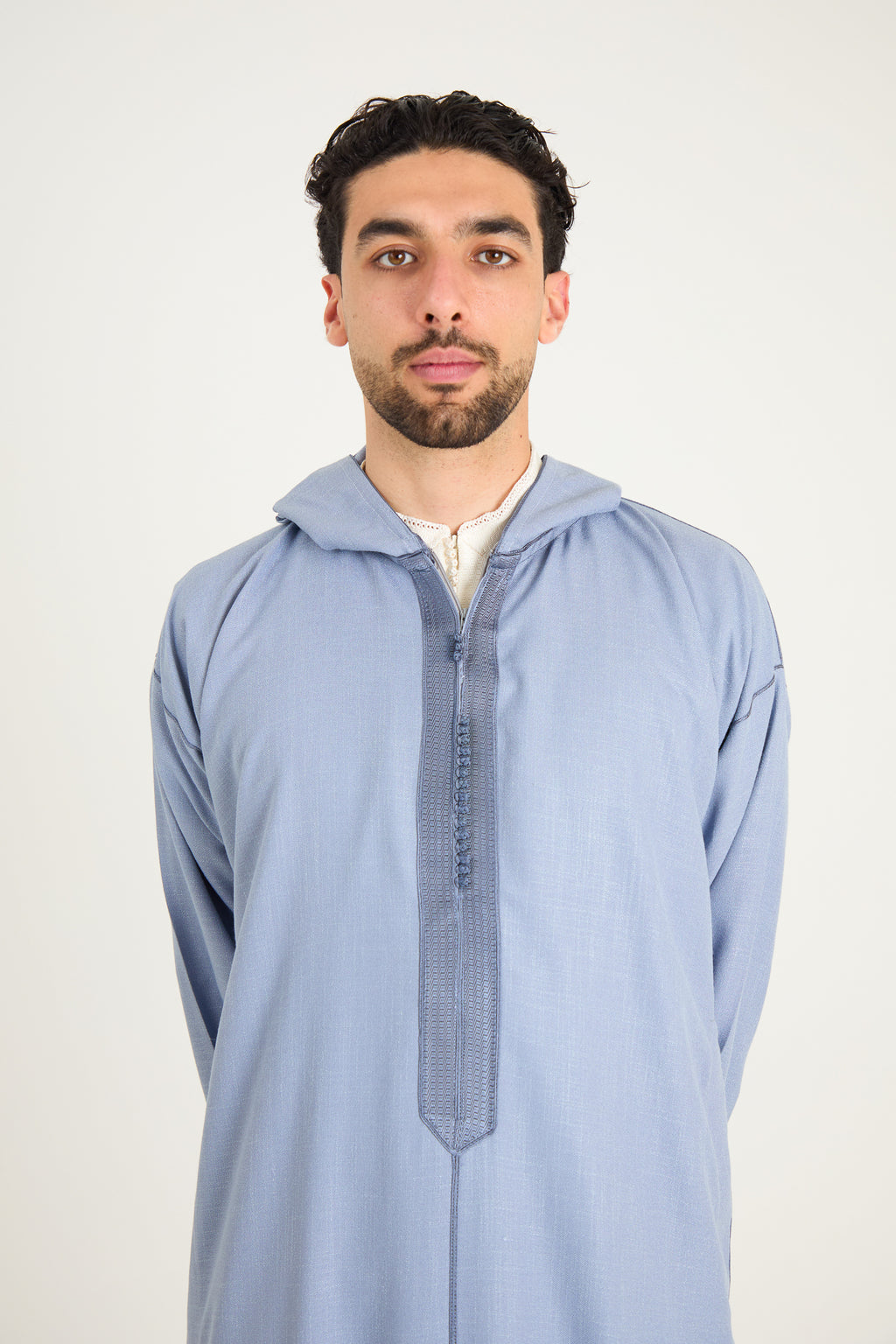 Steel Blue Moroccan Linen Djellaba – Essential Linen Djellaba Thobe