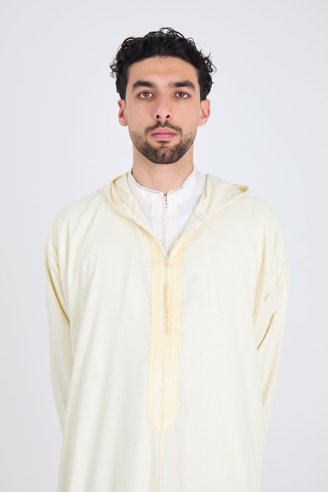 Buttercream Linen Djellaba, Hooded Thobes