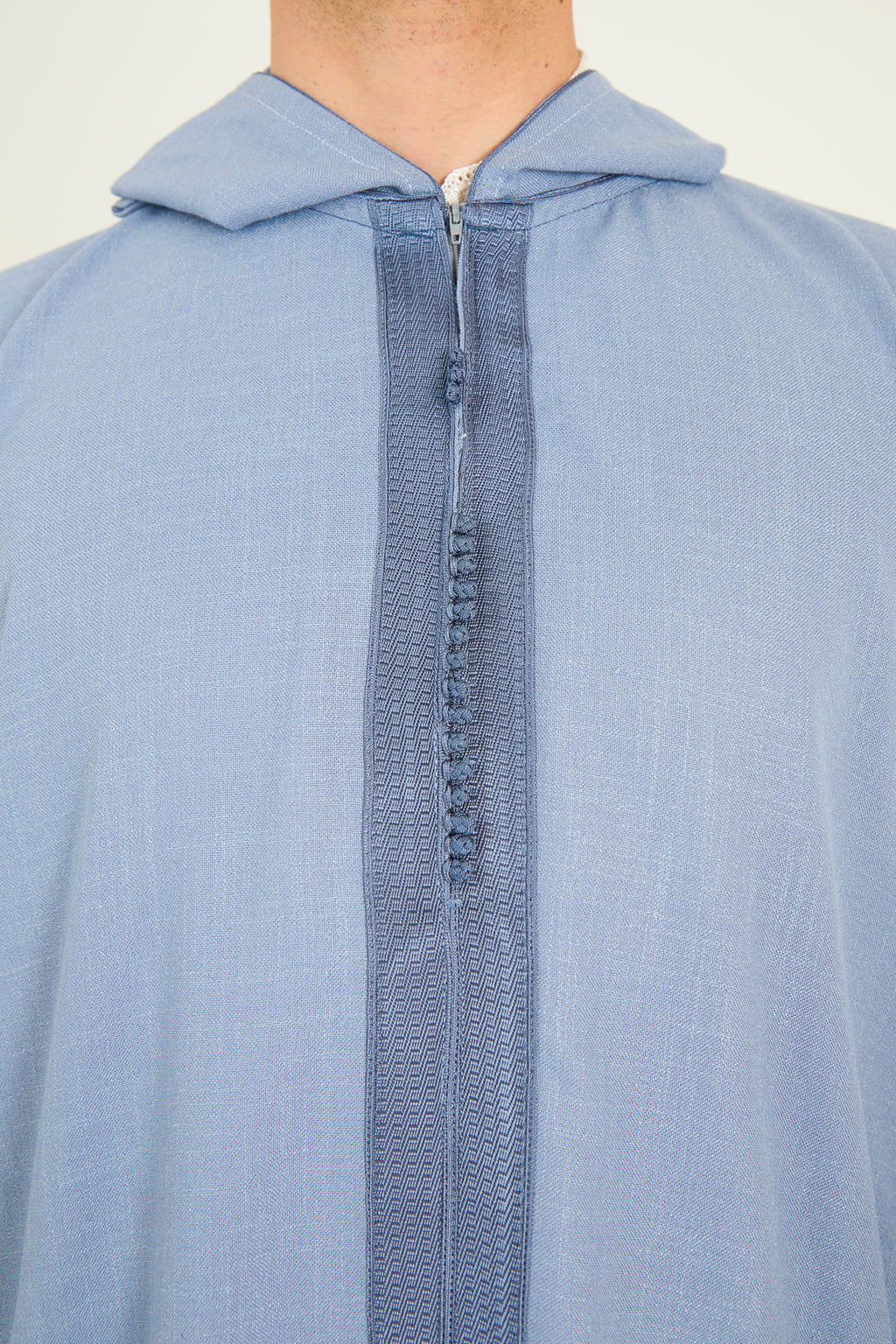 Steel Blue Moroccan Linen Djellaba – Essential Linen Djellaba Thobe