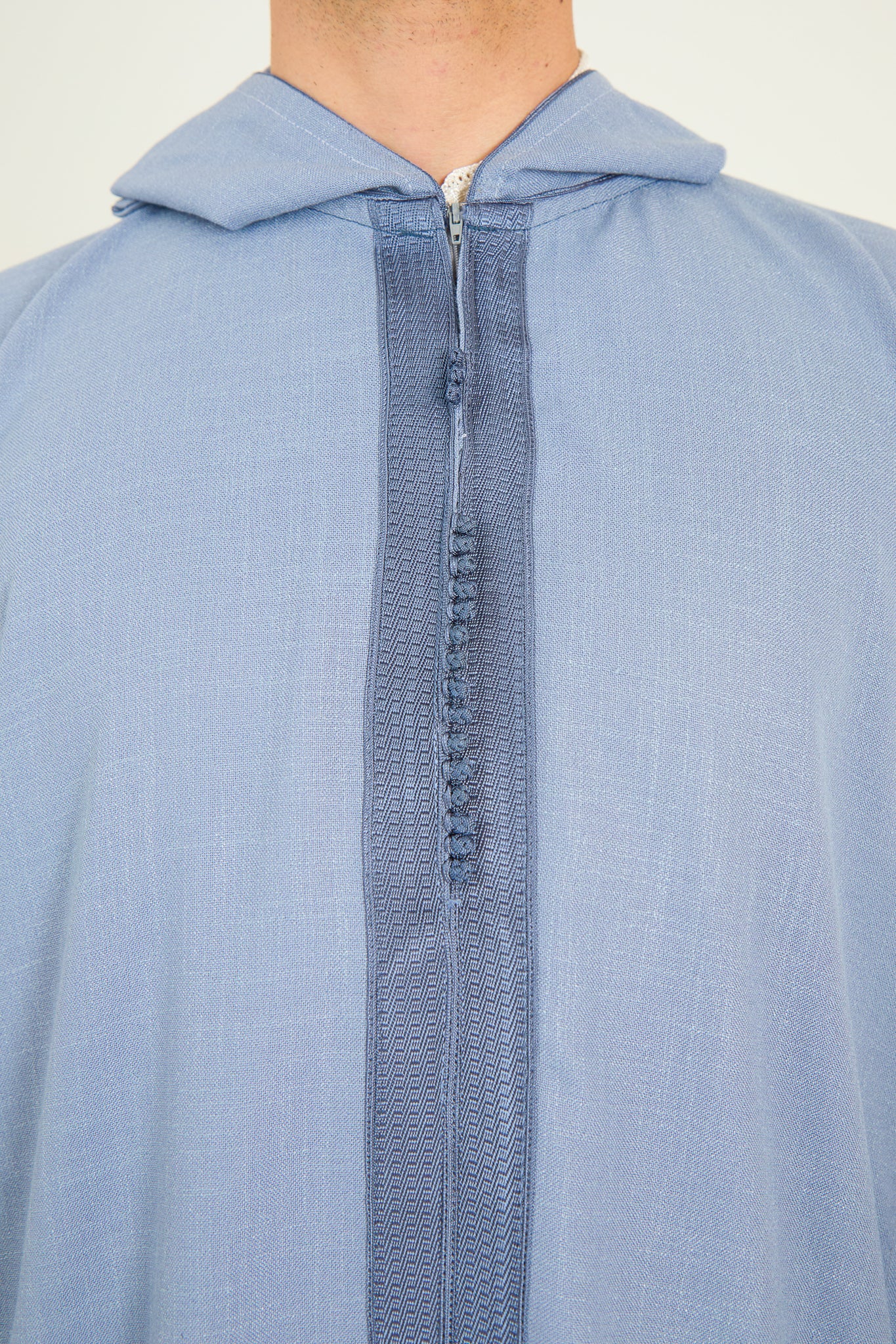 Steel Blue Moroccan Linen Djellaba – Essential Linen Djellaba Thobe
