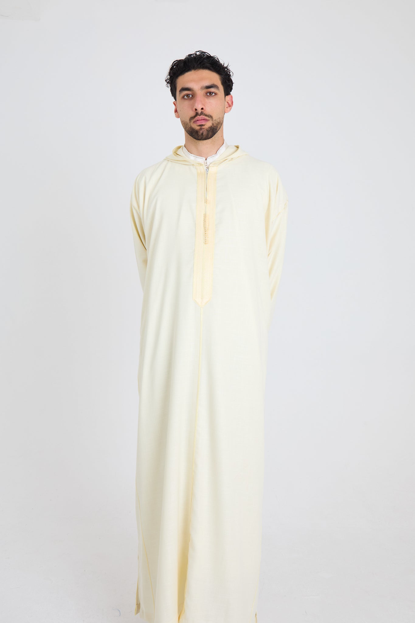 Buttercream Linen Djellaba, Hooded Thobes