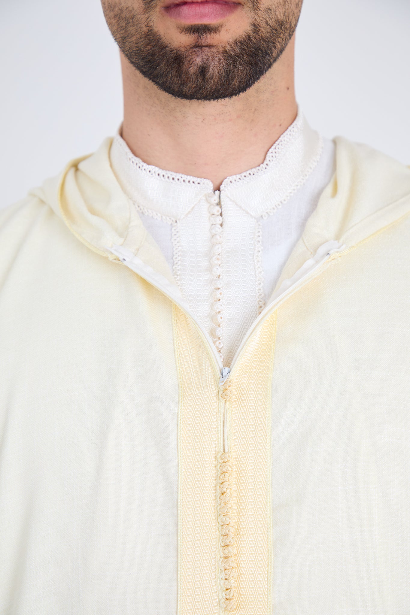 Buttercream Linen Djellaba, Hooded Thobes