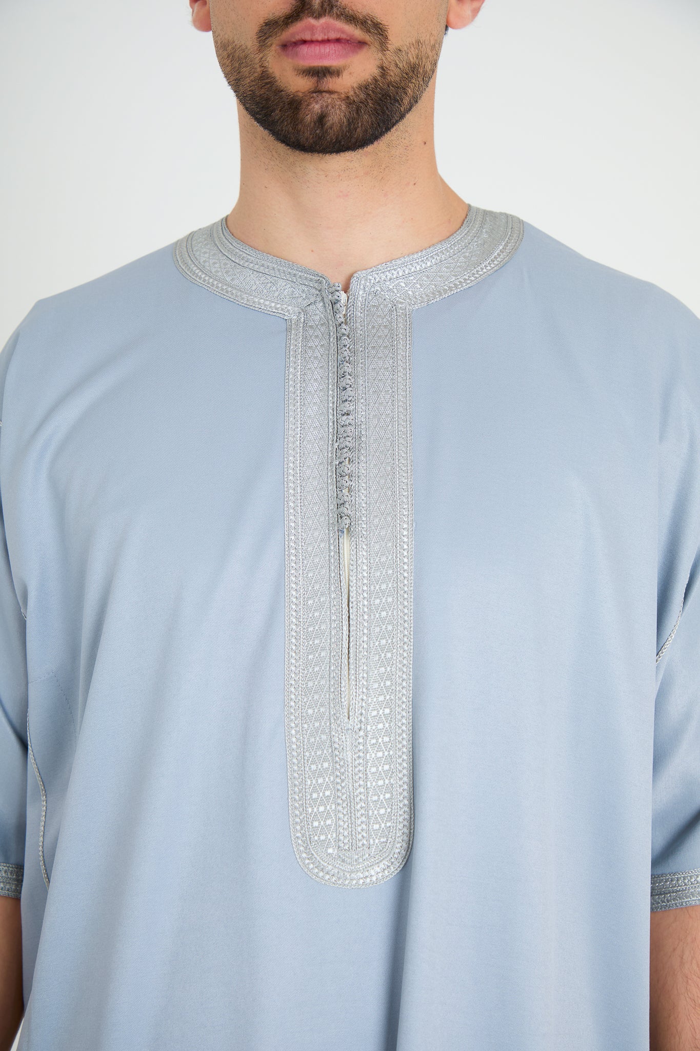 Silver Blue Moroccan Gandoura, Half Sleeve Collection