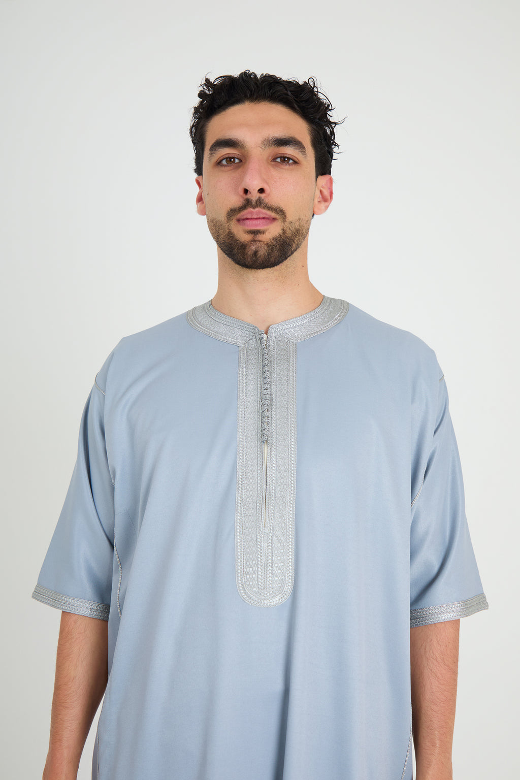 Silver Grey Moroccan Gandoura, Half Sleeve Collection