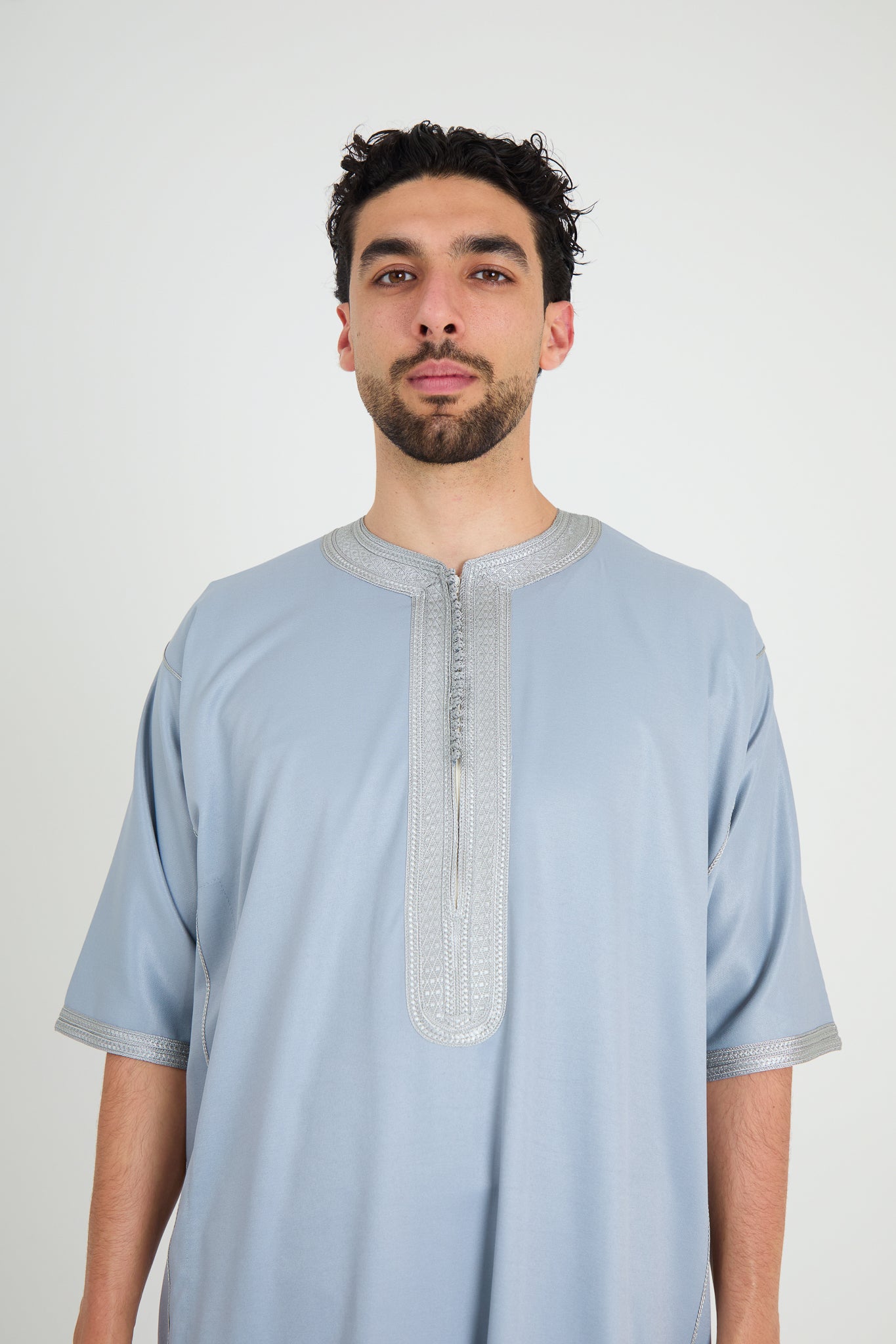 Silver Grey Moroccan Gandoura, Half Sleeve Collection