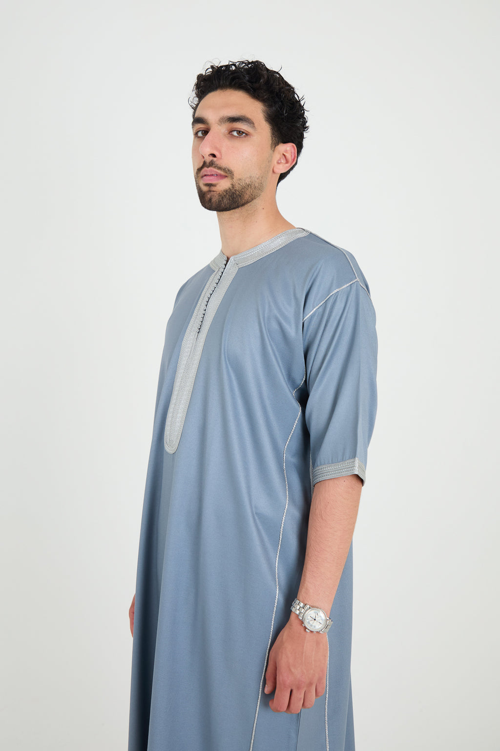 Silver Blue Moroccan Gandoura, Half Sleeve Collection