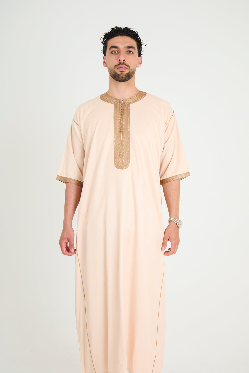 Tan Beige Moroccan Gandoura, Half Sleeve Collection