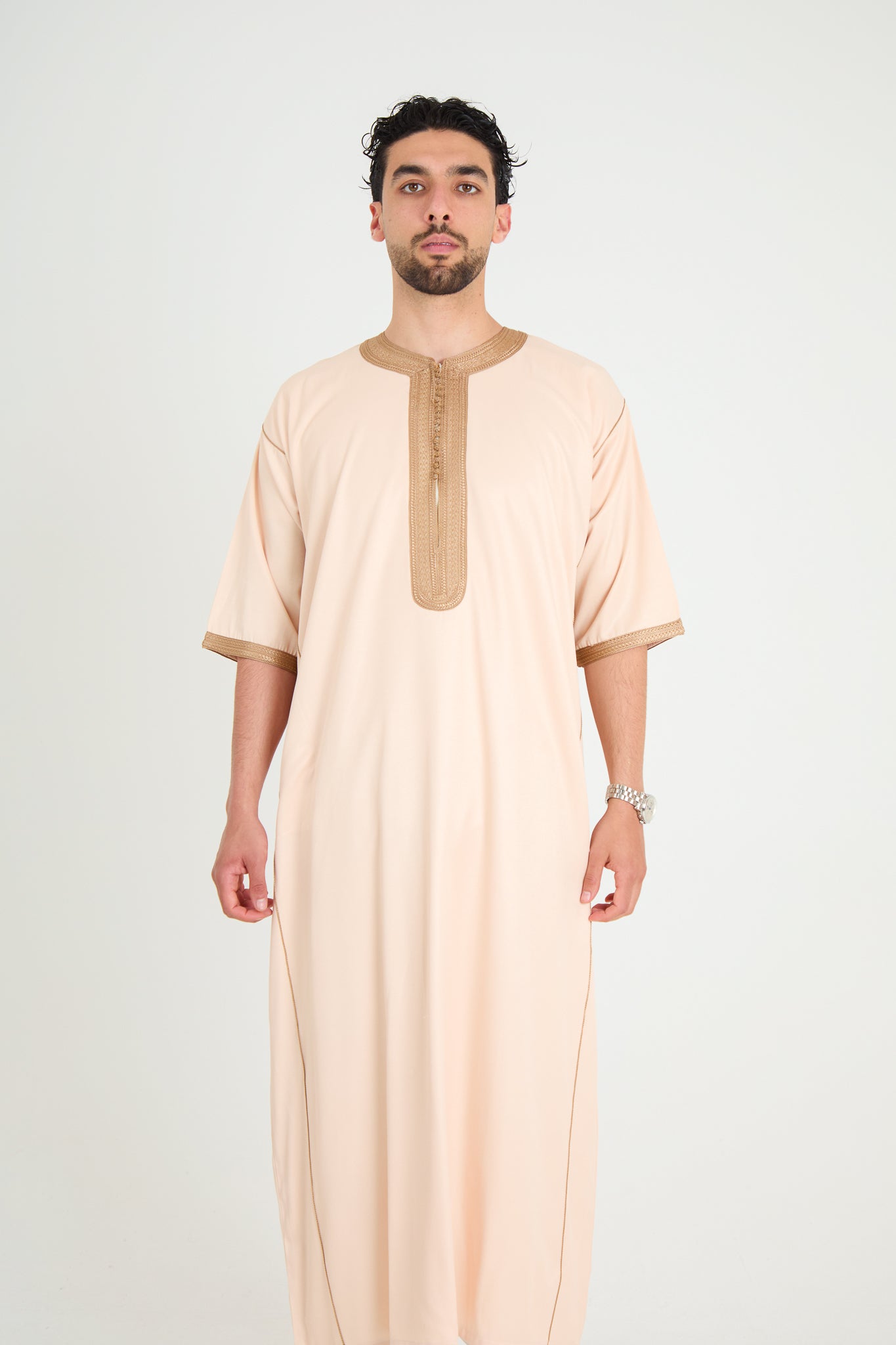 Tan Beige Moroccan Gandoura, Half Sleeve Collection