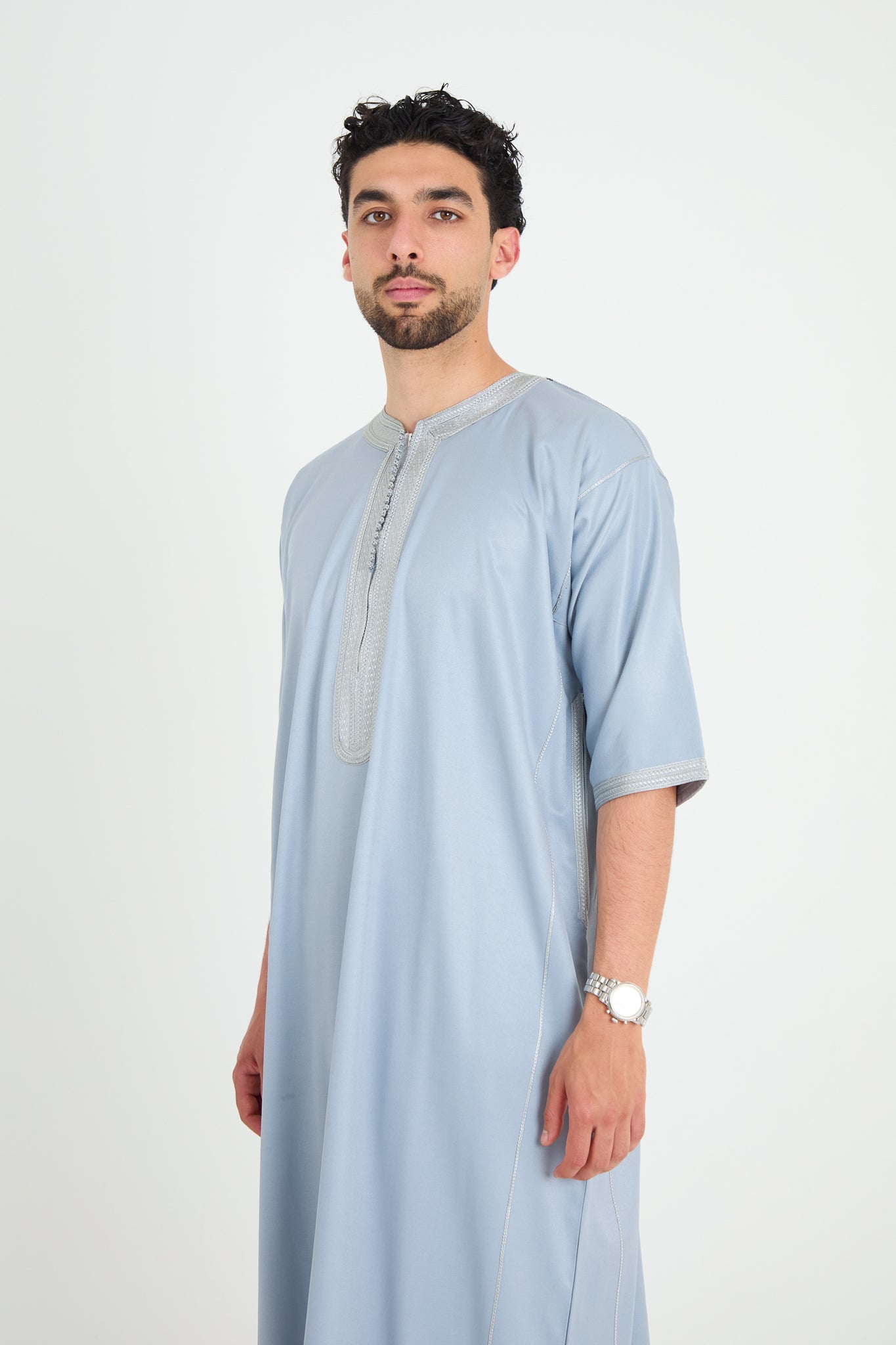 Silver Blue Moroccan Gandoura, Half Sleeve Collection