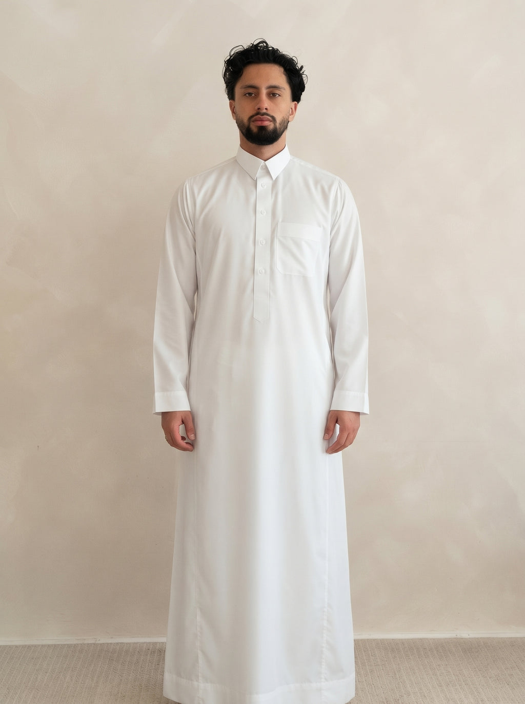 White Platinum Qatari Collared Thobe
