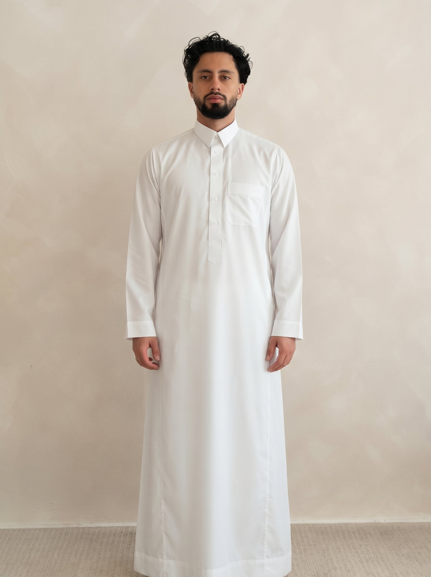 White Platinum Qatari Collared Thobe
