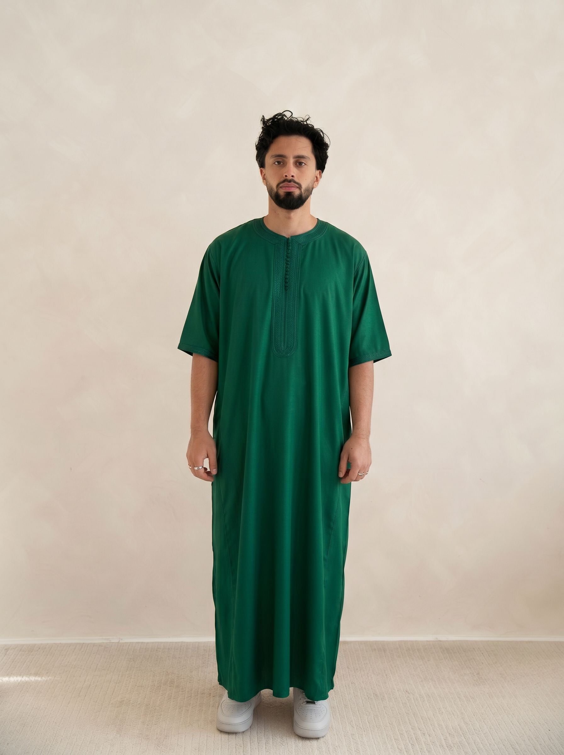 Forest Green Half Sleeve Moroccan Gandoura Thobe